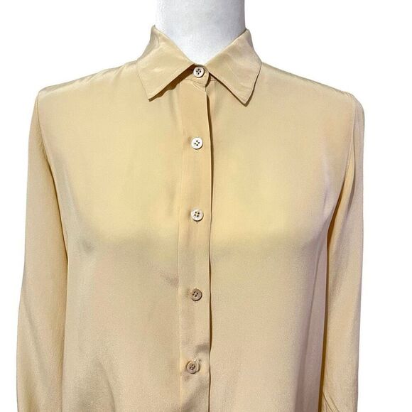Lillie Rubin Women's Yellow Silk Long-Sleeve Button-Down Blouse Size 12 - Picture 2 of 13
